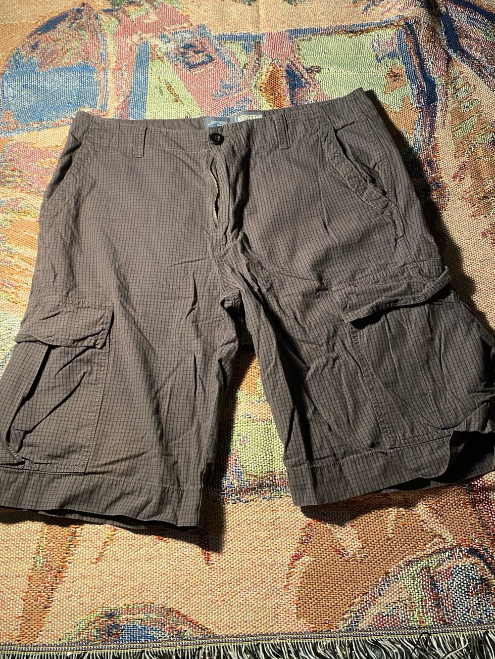 Converse Men's Cargo Shorts - Dark Brown Plaid